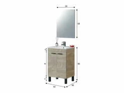 Mueble de baño con espejo y lavabo Essens roble Alaska Color natural oscuro Hot