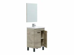 Mueble de baño con espejo y lavabo Essens roble Alaska Color natural oscuro Hot