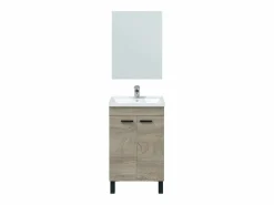 Mueble de baño con espejo y lavabo Essens roble Alaska Color natural oscuro Hot