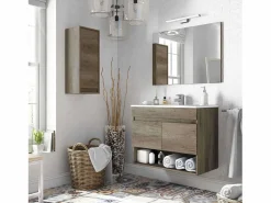 Conjunto De Baño|Mueble de Baño con Espejo Cotton 2 Puertas Nordik