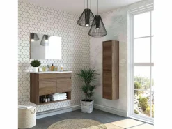 Conjunto De Baño|Mueble de Baño con Espejo Cotton 2 Puertas Nordik