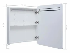 vidaxl Mueble De Pared Para Baño|Mueble de baño con espejo LED 68x9x80 cm