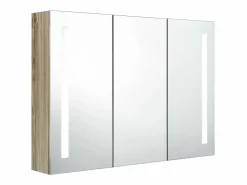 Mueble de baño con espejo LED color roble 89x14x62 cm^vidaxl Clearance