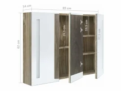 Mueble de baño con espejo LED color roble 89x14x62 cm^vidaxl Clearance