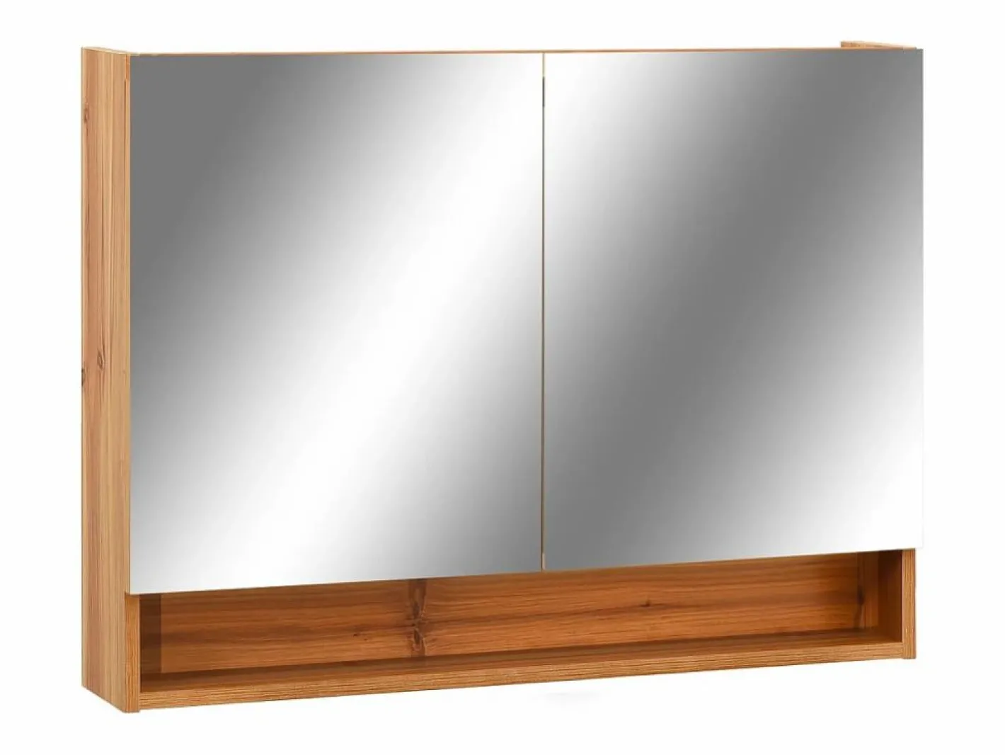 Mueble De Pared Para Baño|Mueble de baño con espejo LED MDF roble 80x15x60 cm ES844761