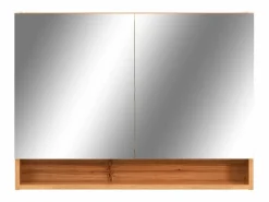 Mueble De Pared Para Baño|Mueble de baño con espejo LED MDF roble 80x15x60 cm ES844761