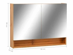 Mueble de baño con espejo LED MDF roble 80x15x60 cm^vidaxl Outlet