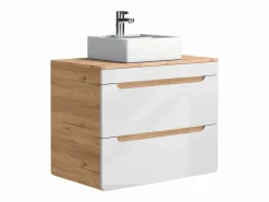 Mueble de baño con lavabo y columnas, 80 cm, color natural y blanco, ARUBA^Vente-unique New