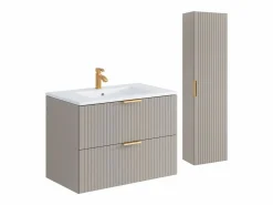 Mueble de baño con lavabo de empotrar y columna, , An80 cm, ZEVARA^Vente-unique New