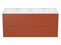 Vente-unique Conjunto De Baño|Mueble de baño con lavabo suspendido y columna, rayado , 120 cm, PAVANI