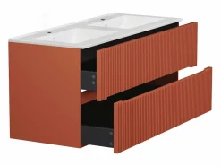 Vente-unique Conjunto De Baño|Mueble de baño con lavabo suspendido y columna, rayado , 120 cm, PAVANI