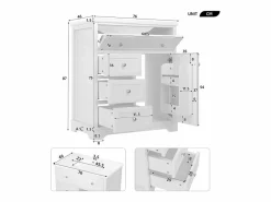 ModernLuxe Mueble De Baño Simple|Mueble de baño con lavabo de cerámica - 1 puerta y 3 cajones - (grifo no incluido)