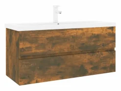 vidaxl Estantería Sobre Inodoro|Mueble de baño con lavabo madera contrachapada roble ahumado
