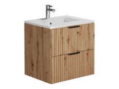 Mueble de baño con lavabo encastrado, natural claro, An60 cm, ZEVARA^Vente-unique Discount