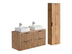 Mueble de baño con lavabo sobre encimera y columna, Natural claro, An120 cm, ZEVARA^Vente-unique Hot