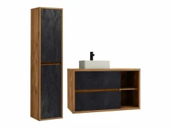 Mueble de baño con lavabo y columna, color natural y antracita, TIKITIKI^Vente-unique New
