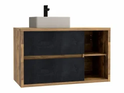 Mueble de baño con lavabo y columna, color natural y antracita, TIKITIKI^Vente-unique New