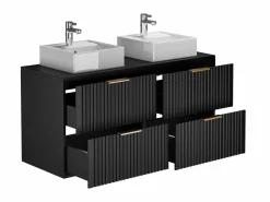 Vente-unique Mueble De Baño Con Doble Lavabo|Mueble de baño con lavabo sobre encimera, , 120 cm de ancho, ZEVARA