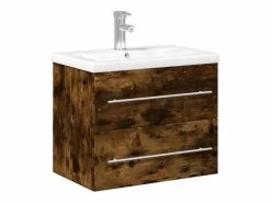 Mueble de baño con lavabo integrado roble ahumado ES616136 Marru00f3n Best