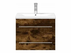 Mueble de baño con lavabo integrado roble ahumado ES616136 Marru00f3n Best