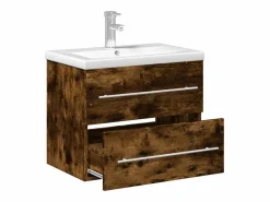 Mueble de baño con lavabo integrado roble ahumado ES616136 Marru00f3n Best