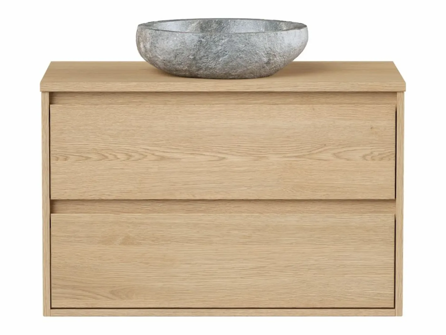Vente-unique Mueble De Baño Simple|Mueble de baño con lavabo de piedra, 80 cm, MILIPAM