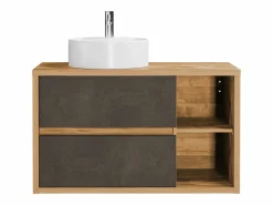 Vente-unique Mueble de baño con lavabo redondo, natural y antracita, 100 cm, TIKITIKI Color natural claro Clearance