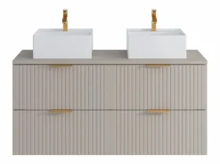 Vente-unique Mueble De Baño Con Doble Lavabo|Mueble de baño con lavabo sobre encimera, , 120 cm de ancho, ZEVARA