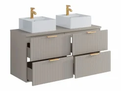 Vente-unique Mueble De Baño Con Doble Lavabo|Mueble de baño con lavabo sobre encimera, , 120 cm de ancho, ZEVARA