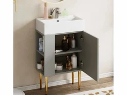 Mueble de baño con lavabo - 55 x 31 x 91,5 cm - con 2 cajones - MDF - + blanco^Merax