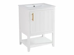 Mueble de baño con lavabo simple - 1 estante abierto y 1 puerta - 61 x 47 x 87 cm - Madera MDF -^Merax Online