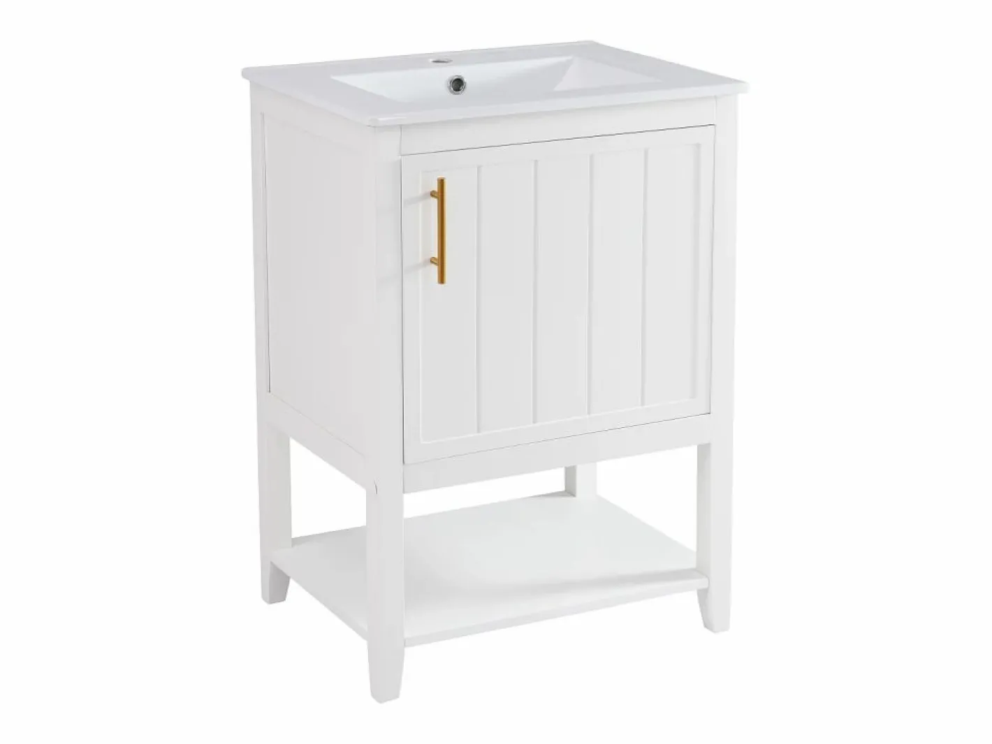 Mueble de baño con lavabo simple - 1 estante abierto y 1 puerta - 61 x 47 x 87 cm - Madera MDF -^Merax Online