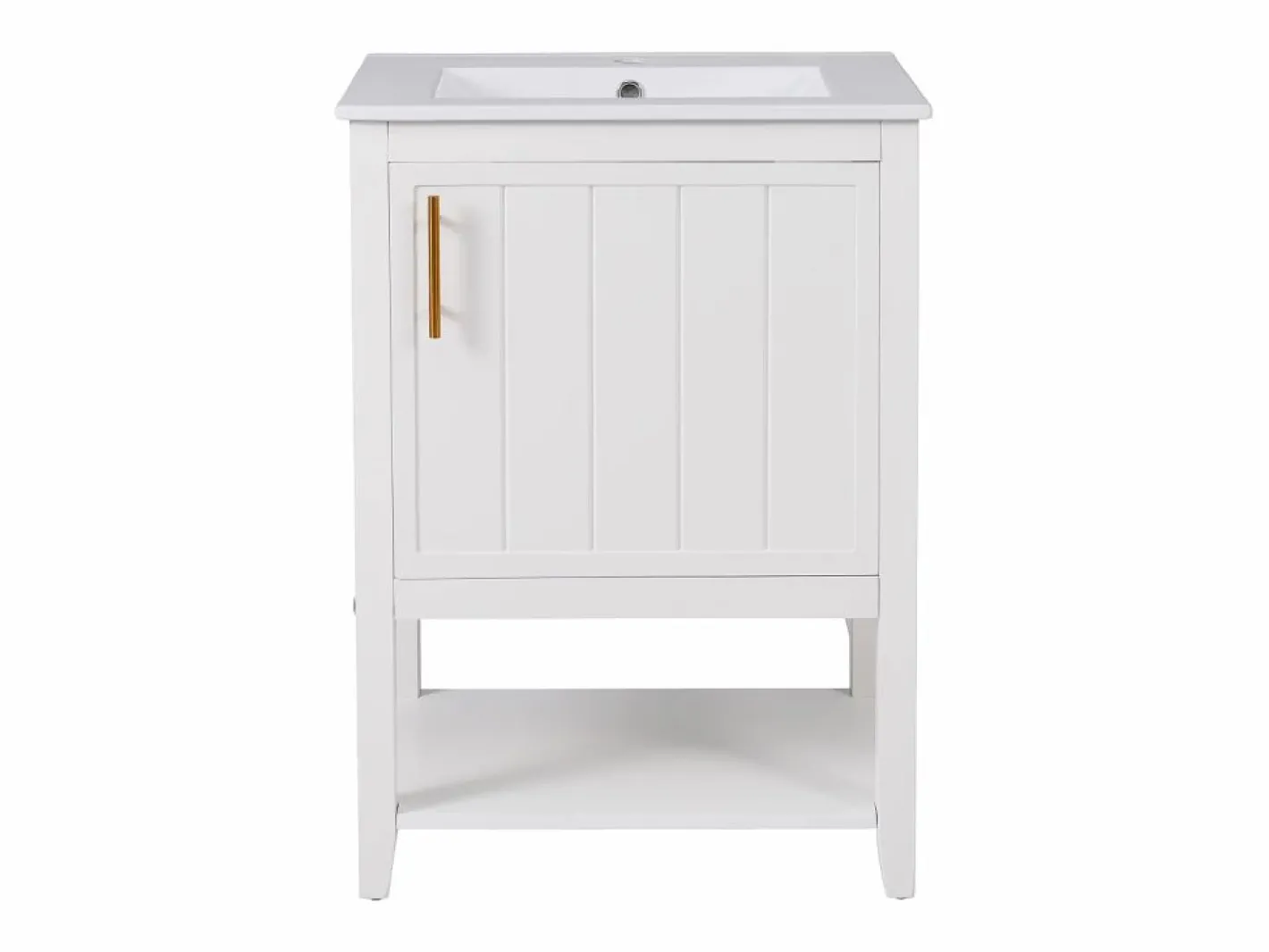 Mueble de baño con lavabo simple - 1 estante abierto y 1 puerta - 61 x 47 x 87 cm - Madera MDF -^Merax Online