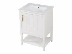 Mueble de baño con lavabo simple - 1 estante abierto y 1 puerta - 61 x 47 x 87 cm - Madera MDF -^Merax Online
