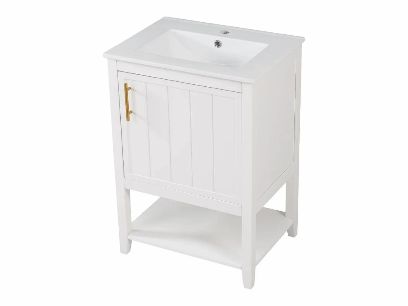 Mueble de baño con lavabo simple - 1 estante abierto y 1 puerta - 61 x 47 x 87 cm - Madera MDF -^Merax Online