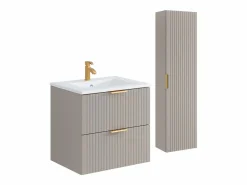 Mueble de baño con lavabo encastrado y columna, , An60 cm, ZEVARA^Vente-unique