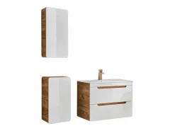 Mueble de baño con lavabo y columnas, 80 cm, color natural y blanco, ARUBA^Vente-unique Clearance