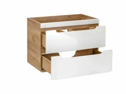 Mueble de baño con lavabo y columnas, 80 cm, color natural y blanco, ARUBA^Vente-unique Clearance