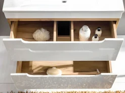 Mueble de baño con lavabo y columnas, 80 cm, color natural y blanco, ARUBA^Vente-unique Clearance