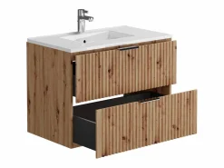 Mueble de baño con lavabo para empotrar y columna, Natural claro, An80 cm, ZEVARA^Vente-unique Best