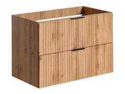 Mueble de baño con lavabo para empotrar y columna, Natural claro, An80 cm, ZEVARA^Vente-unique Best