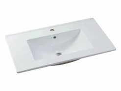 Mueble de baño con lavabo para empotrar y columna, Natural claro, An80 cm, ZEVARA^Vente-unique Best
