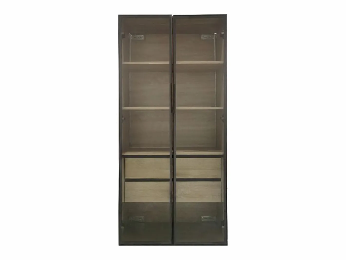 Mueble de baño con LEDs - 74 x 36 x 155 cm - 2 cajones grandes y 2 puertas de cristal - Madera MDF - natural^Merax Outlet
