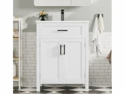 Mueble de baño con patas - con lavabo de cerámica - 2 puertas - (grifo no incluido)^ModernLuxe Best