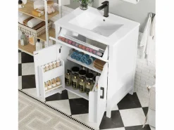 Mueble de baño con patas - con lavabo de cerámica - 2 puertas - (grifo no incluido)^ModernLuxe Best