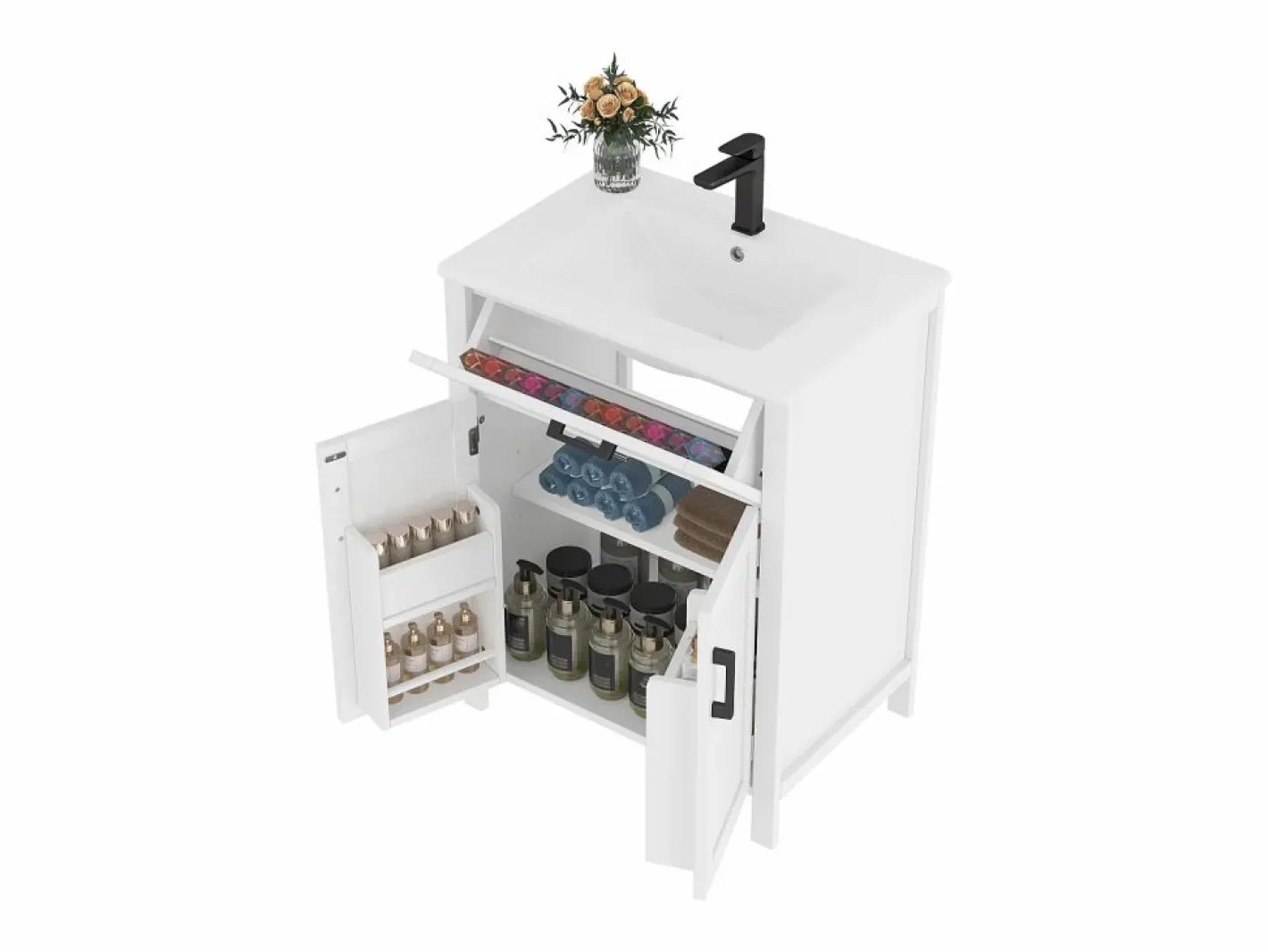 Mueble de baño con patas - con lavabo de cerámica - 2 puertas - (grifo no incluido)^ModernLuxe Best