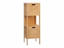 Mueble de baño de bambú con 2 cajones, diseño rústico, con sistema de seguridad, blanco (30 x 30 x 90 cm) Marru00f3n Online
