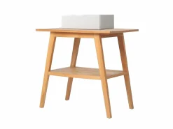 Vente-unique Mueble De Baño Simple|Mueble de baño de madera de teca con lavabo - 80 x 55 cm - BOBOTSARI