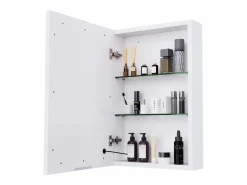 Mueble De Pared Para Baño|Mueble de baño de pared con espejo, LED, estante regulable - 70x15x60 cm