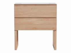 Mueble de baño de roble con lavabo encastrado - Natural claro - L80 cm - TARELO^Vente-unique Outlet